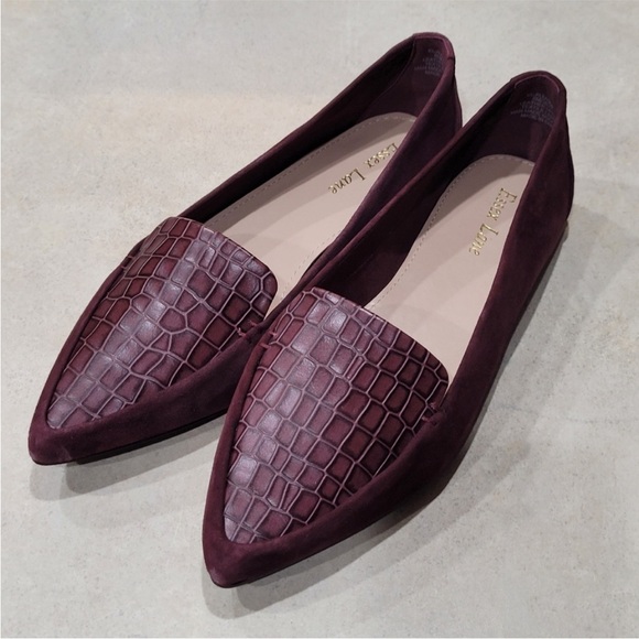 Essex Lane Loafer El-Aleanor Deep Wine Suede Crocodile Size 7.5 New in … - Picture 2 of 10